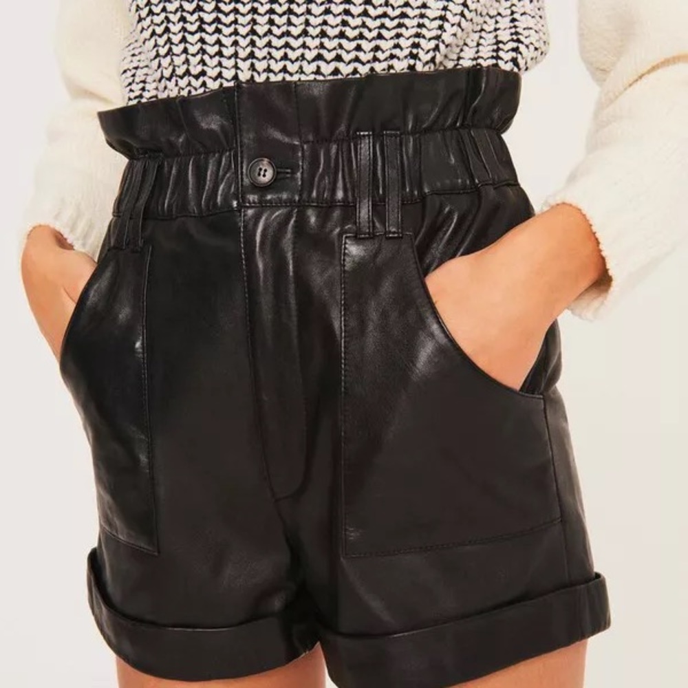 BA&SH Kate Leather Shorts